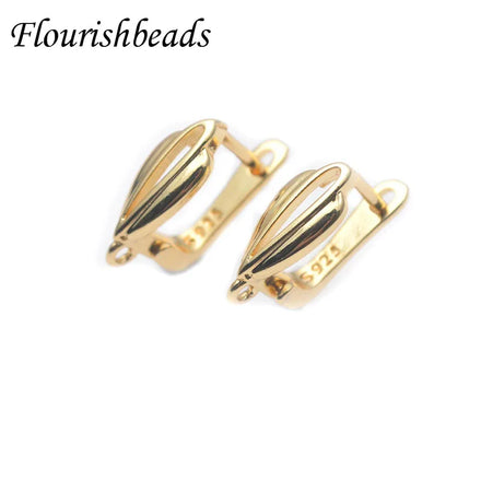 Anti Fading Silver Gold Plated Brass Hollow Leaf Shape Earring Hooks for DIY Woman Jewelry Making