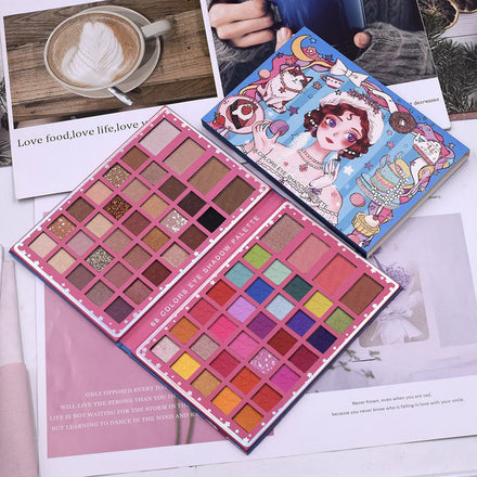 68 Color Eye Shadow Includes Cosmetic Mirror Factory Direct Glitter Blusher Powder Waterproof High Pigment Makeup Pallet