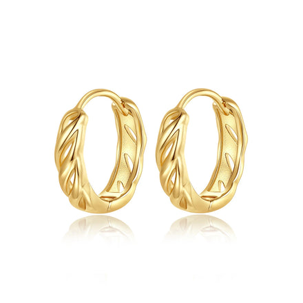 Daidan Earrings Silver 925 Sterling Women Ladies Fashionable 14K Gold Plated Hoop Twisted Hoop Silver Huggie Hoop Earrings