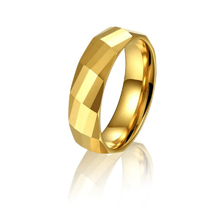 In Stock Faceted Jewelry Rings Anti-tarnish 24K Gold Plated Fashion Rings Gold Engagement Ring Tungsten Man Ring