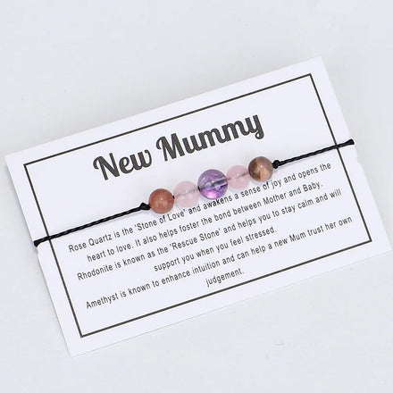 New Factory Supply Custom New Mom Gemstone Amethyst Rope Bead Bracelet for Mother Jewelry Gift
