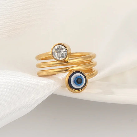 2022 Fashion Rings Stainless Steel Spring Zircon Rings Hot Sale Devil's Eye Rings for Women