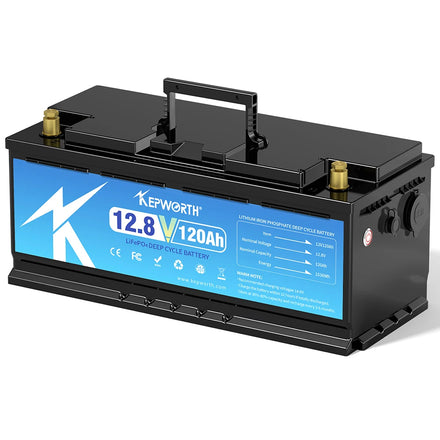 Low Price EU Stock Kepworth 12V 120Ah LiFePO4 Battery Built-in BMS Lithium Ion Power Cells for Solar Home RV Campers Golf Cart