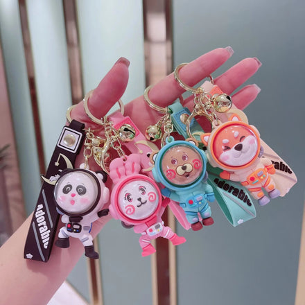 Cartoon Cute Animal Astronaut Key Chain Panda Car Key Pendant Exquisite Girl Bag Doll Gift