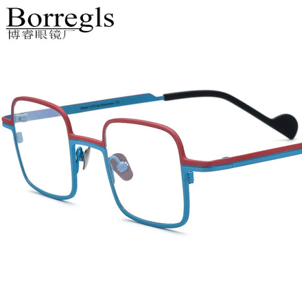Borregls Colorful Titanium Glasses Frame Men 2025 New Brand Designer Square Eyeglasses Women High Quality Optical Eyewear 185746
