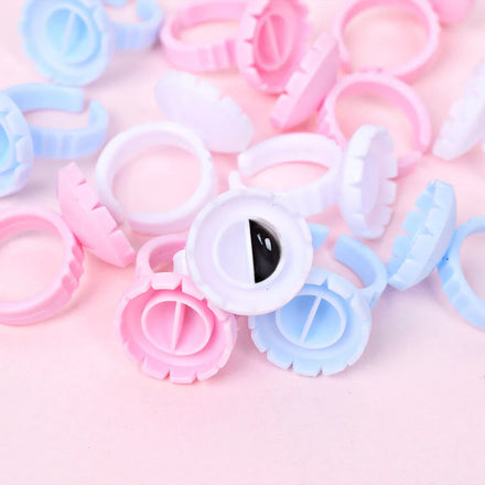 New Arrival Heart Shape Plastic Eyelash Glue Ring pink Lash Extension Blossom Cup Holder Disposable for Easy Fan Eyelashes