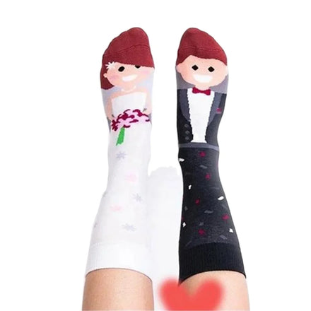 Fashion Cartoon Funny Style Bride Groom Socks Beer and Men Scientist and Universe Socks
