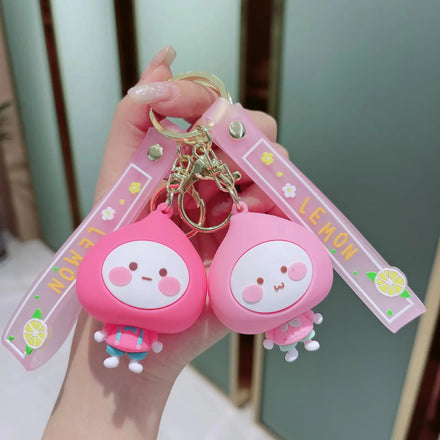 Fresh Fruit Peach Doll Key Chain Men's and Women's Cartoon Key Pendant Cute Fart Key Chain Exquisite Pendant