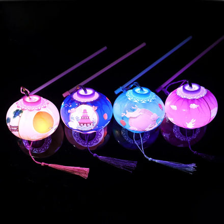 Chinese Lantern Festival Children's Cartoon Portable Led Colorful Light up Toys Small Lantern Wholesale