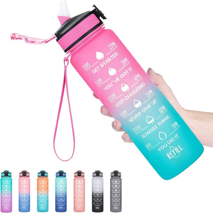 Wholesale Zakerda Tritan 32 oz Sports Water Bottle with Time Marker Straw Leak Proof for Fitness Gym Outdoor Use