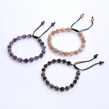 Wholesale Custom Luxury Designer Brand Bangle Natural Stone Small Cut Corner Woven Bracelet Cheap Bead Bracelet