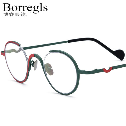 Borregls Colorful Titanium Glasses Frame Women New Designer Small Round Eyeglasses Men Spectacle High Quality Optical Eyewear