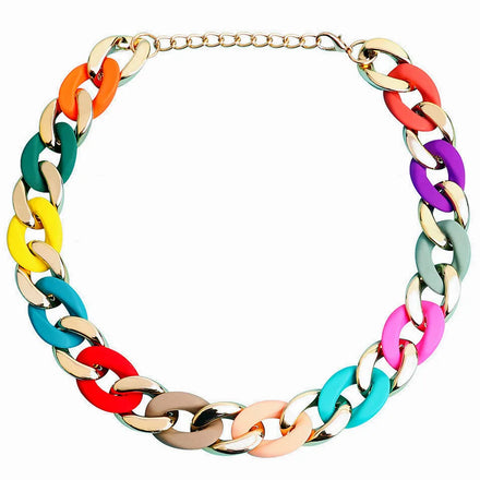 Colorful Hip Hop Punk Acrylic Resin Long Link Chain Choker Necklace Plastic Unisex Daily Wear Anniversary 1 Piece 1pc/opp Bag