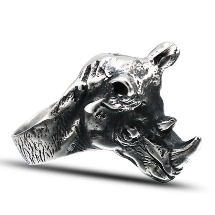 Hip-hop Animal Jewelry Stainless Steel Rhinoceros Ring for Men