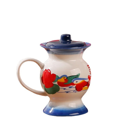 Nostalgic Personality Ceramic Water Cup Traditional Chinese Fruit Basket Beverage Bathhtub Ice Bucket Party Container