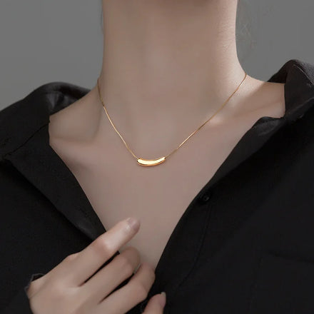 Stainless Steel Platinum Plated Sweater Chain Link Necklace Women Cute Princess Cut Water Drop Clavicle Style Trendy Fashionable