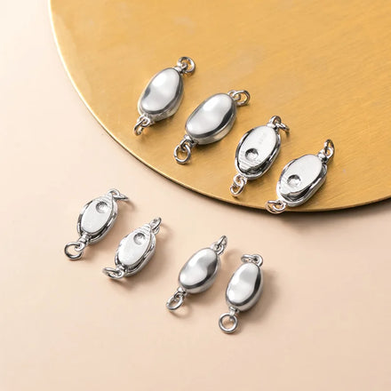 925 Sterling Silver Ingot Pea Bracelet Buckle DIY Pearl Necklace Bracelet Buckle Metal Connector Jewelry Accessories Supplier