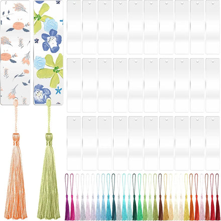Office Decoration Custom Printed Sublimation Blank Acrylic Bookmarks With Tassels