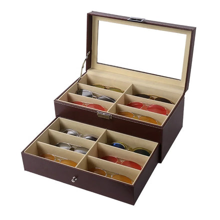 6/12/15/18/24 Slots Glasses Storage Case Multiple Layers Sunglasses Display Box with Cover Eyewear Organizer