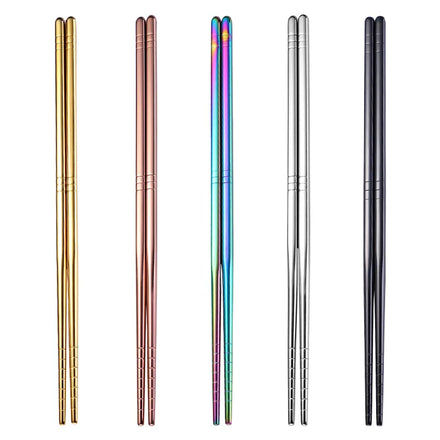 Colorful Korean Style Sushi Titanium Chopsticks 304 Stainless Steel Flatware Durable Metal Utensils