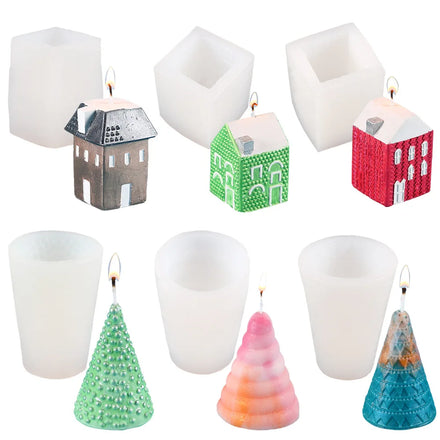 Hot Selling Diy Aromatherapy Candles Liquid Silicone Mold House Christmas Tree Series Table Top Decoration Gypsum Silicone Mold