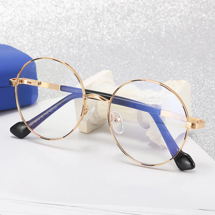 MS 91257 Eyeglasses the New Design Women's Metallic Full-Frame Stylish Blue Light Blocking Glasses