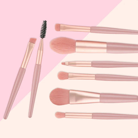 Professional 8-Piece Makeup Brush Set with Concealer & Shaving Brush Nylon Bristles Plastic Handles-Portable Mini Set