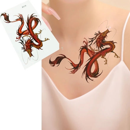 Factory Wholesale Chinese Dragon Tattoo Sticker Luxury Body Arm Hand Foot Makeup Waterproof Colorful Long Fake Temporary Tattoo