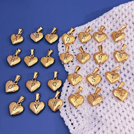 Custom DIY Jewelry 26 English Alphabet Letters Pendants Stainless Steel Initial Heart Charms for Necklace Bracelet Accessories