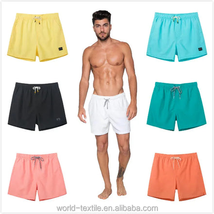 Selling Beige Mens Custom Logo Swim Shorts With Factory Direct Sale Price