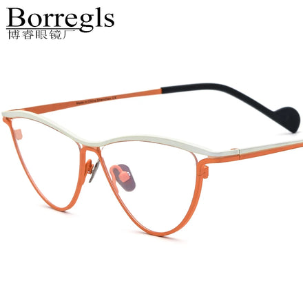 Borregls Colorful Titanium Glasses Frame Women New Designer Cat Eye Eyeglasses Spectacle High Quality Optical Cateye Eyewear