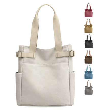 Hot New Products China Suppliers Leisure Canvas Tote Shoulder Bag Recycled Shopping Bag Portable Handbag With Zipper and Pockets
