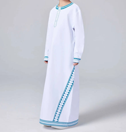 HOT Sale African Ethnic Style Kid's Long Shirt Casual Ordinary Beige Muslim Robe for Boys