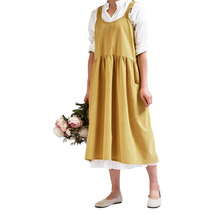 Made of 100% Cotton Linen Cross Back Dress Style Nordic Cotton Linen Flower Shop Florist Apron for Bakery Craft