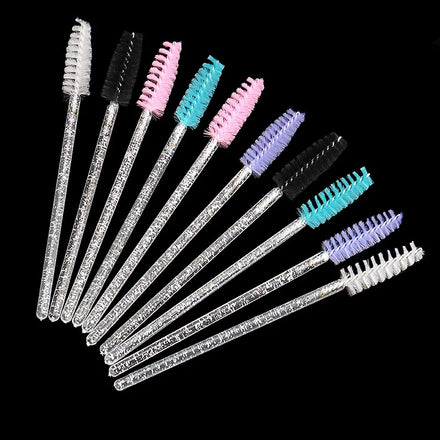 Disposable 50 Pcs/Pack Crystal Eyelash Makeup Brush Diamond Handle Mascara Wands Eyelash Extension Tool