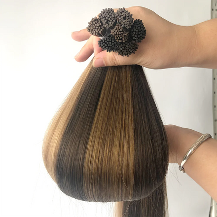100 Strands I Tip European Hair Extensions Human Hair Dyed Customized Color Soft Straight Remy Hair Pre Bonded Stick Tips