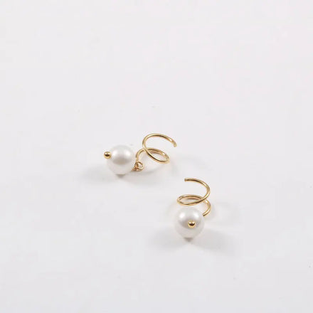 JOOLIM Jewelry PVD 18K Gold Plated Fresh Water Pearl Dangle Spiral Earring Stainless Steel Jewelry Trendy Jewelry