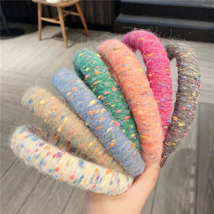 Autumn Winter New Knitted Woolen Headdress Women Colorful Hair Hoop Accessories Hair Band