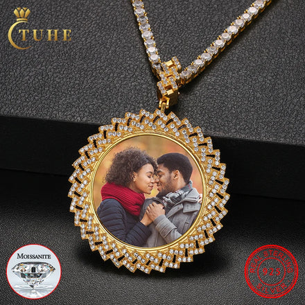 Hip Hop Jewelry 925 Sterling Silver VVS Moissanite Diamond Multi-layer Cyclone Custom Photo Pendant