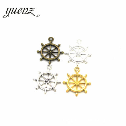 YuenZ Antique Silver Plated Rudder Charms Metal Pendants for Jewelry Making DIY Handmade Craft 27*23mm H02