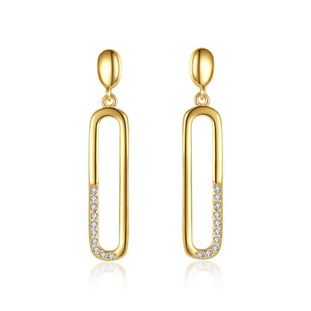 Daidan Earing Silver 925 Oval Big Drop Zircon Gold Plated Fashion Long Tassel Earrings
