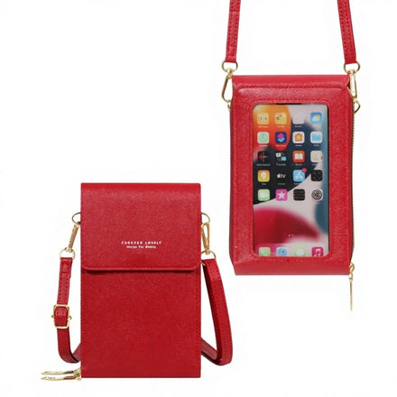 PU Leather Touch Screen Wallet Mobile Phone Bags with Protection for Female in Black for Navy Blue Green