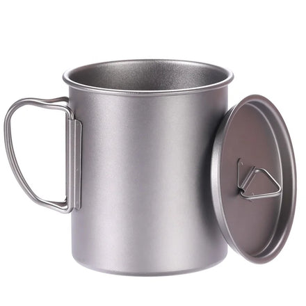 300/400/450ml Single Walled Titanium Water Cup Coffee Tea Mug with Lid for Home Outdoor Camping Hiking Backpacking Picnic