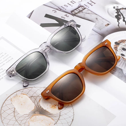 Retro Square Mazzucchelli Acetate Frame Sunglasses Light Weight and Comfortable Polarized Lenses Occhiali Da Sole