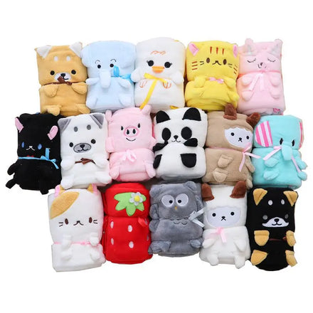 2021 Wholesale Cheap Baby Rolled up Blanket Funny Animal Cartoon Fleece Plush Blanket