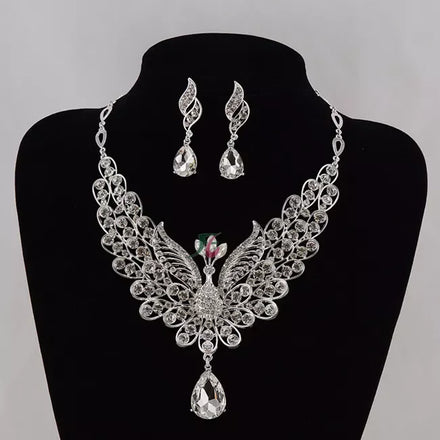 2025 Trendy Wedding Jewelry Set Necklace and Earrings with Claw Setting for Party Engagement Anniversary