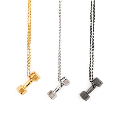 G1742 Titanium Steel Jewelry Gold Dumbbell Pendant Necklace