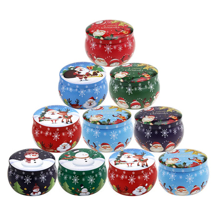 Cute Candle Jar Tiny Creative Biscuit Christmas Chocolate Candy Candle Tin with Bright Colors