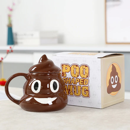 Creative Spoof Poo Cup April Fool's Day Gift Cartoon Ceramic Pottery Mug with Lid Personalized 3D Customization