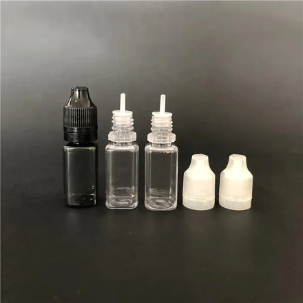 10ml Square Translucent Black PET Eye Liquid Dropper Bottles With Childproof Cap